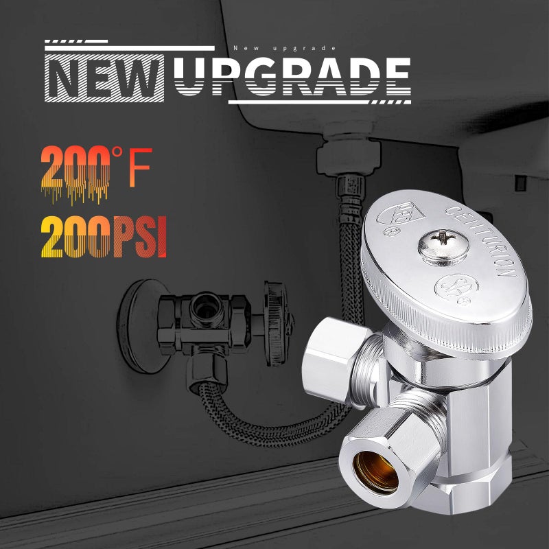 Minimprover Chrome Plated Heavy Duty Brass 3-way 360 Angle Stop Valve, 1/2"FIP Inlet x 3/8"OD Compression x 3/8"OD Compression Dual Outlet Valve - Image 4
